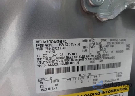 2021 Lincoln Navigator Reserve from USA, damaged, VIN 5LMJJ2LT5MEL02906